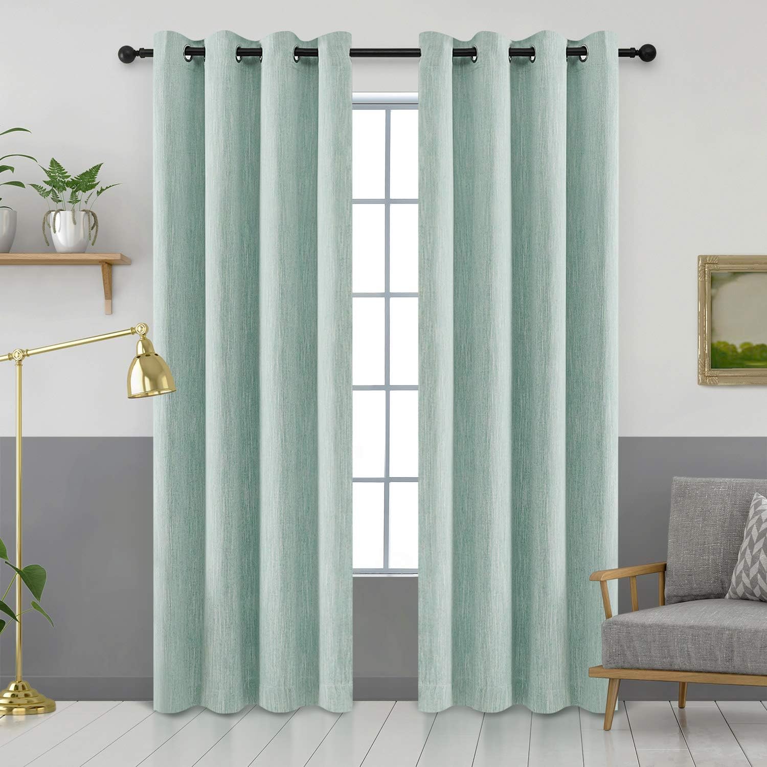 Melodieux Texture Blackout Thermal Insulated Grommet Top Curtains/Drapes for Bedroom 52 by 96 Inch, Blue (1 Panel)