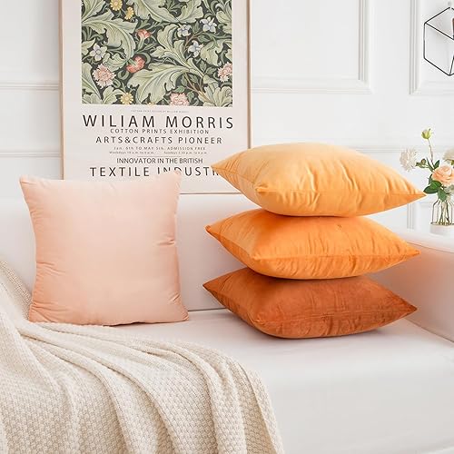 Vista 30 de Yonous Juego de 4 fundas de almohada cuadradas suaves de terciopelo verde degradado, fundas de cojín cuadradas suaves de alta calidad, almohadas