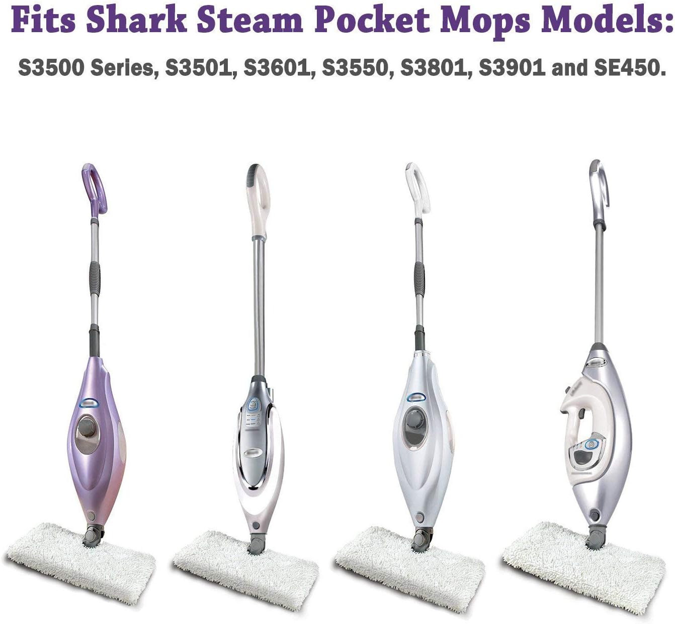 ConPus Mop Pads 3500,2 Pack Microfiber Steam Mop Replacement Pads for Shark Steam Pocket Mops S3500 Series S3501 S3601 S3550 S3901 S3801 SE450 S3801CO S3601D, Machine Washable Easy Cleaning Pads