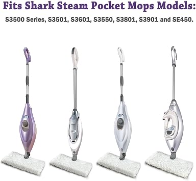Mop Pads 3500,3 Pack Microfiber Steam Mop Replacement Pads for Shark Steam Pocket Mops S3500 Series S3501 S3601 S3550 S3901 S3801 SE450 S3801CO S3601D, Machine Washable Easy Cleaning Pads