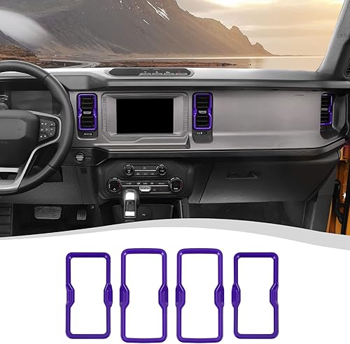 Cubierta de anillo lateral de ventilación de aire para consola central compatible con Ford Bronco 2021 2022 2023 (morado)