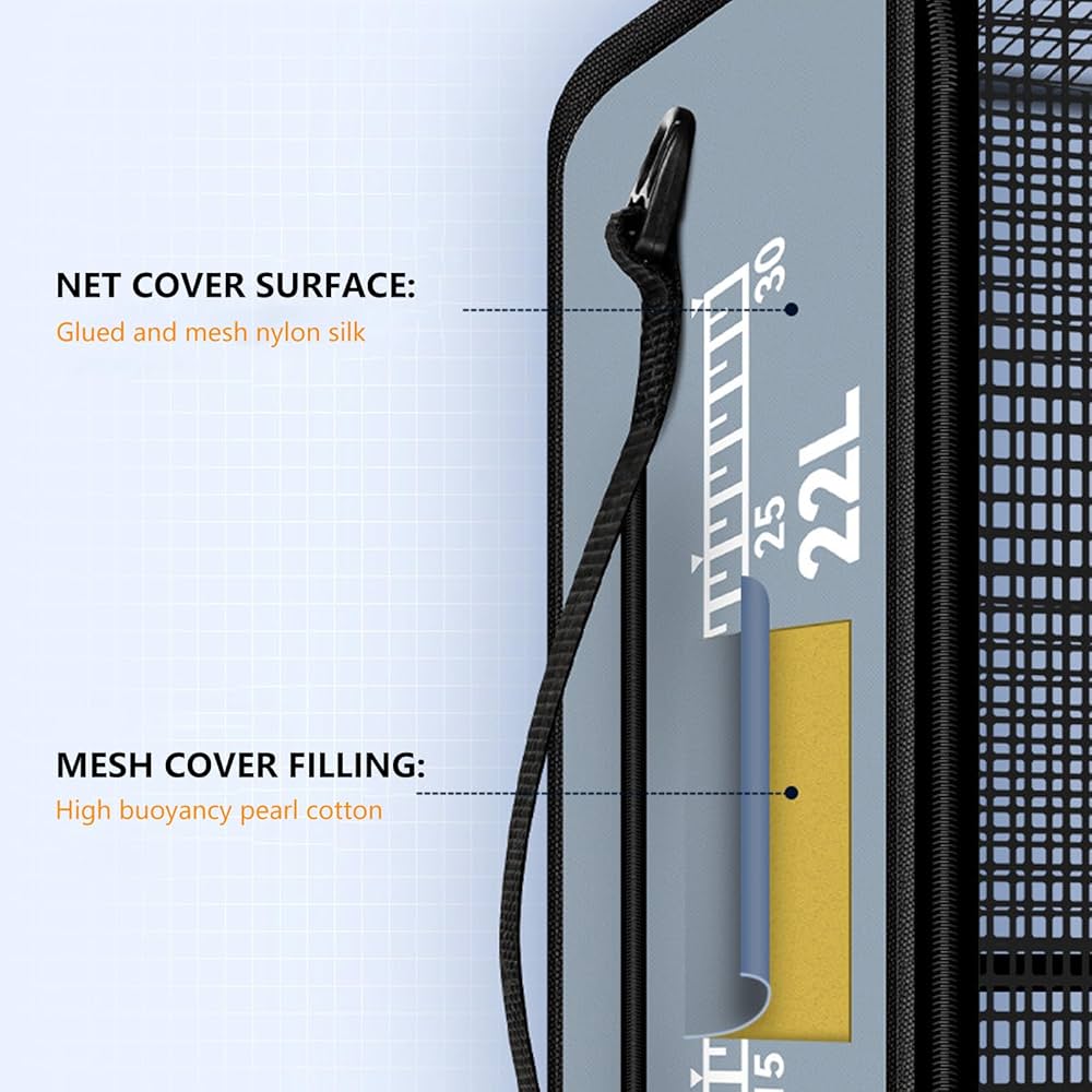 Foldable Floating Fish Basket Mesh Bait Net Trap Heavy Duty Storage Fishing Cage For Crab Leaches- L