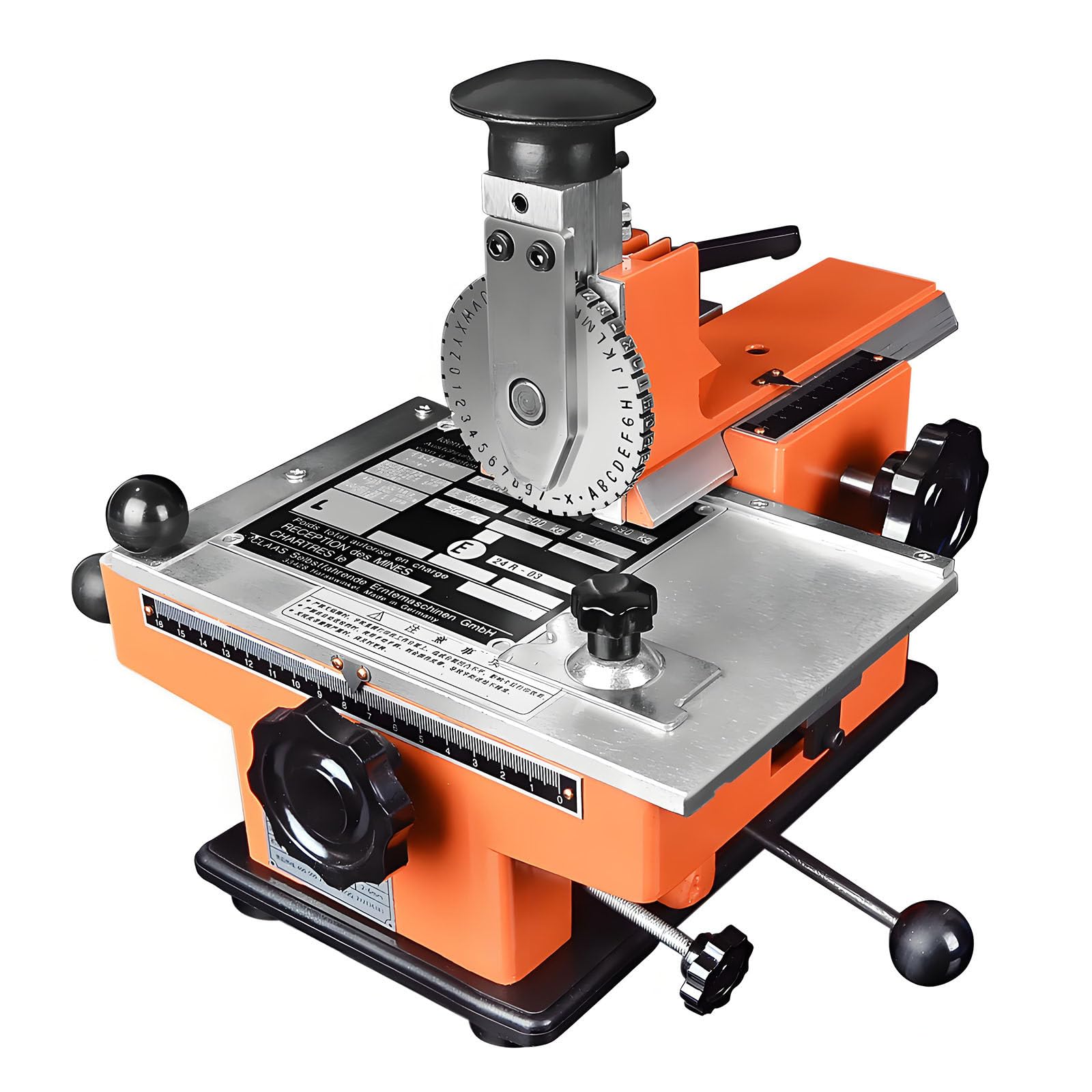 Ymnogjie Metal Embosser Marking Tool,Semi Automatic Stamping Printer Machine,Versatile Character Wheels for Embossing Nameplates and Dog Tags 4mm