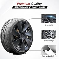 Vista 3 de KAVANIC 4 piezas de cubierta de rueda Compatible con Tesla Model Y 19 pulgadas 2020-2024 ABS tapacubos estilo cuchilla negro mate Compatible