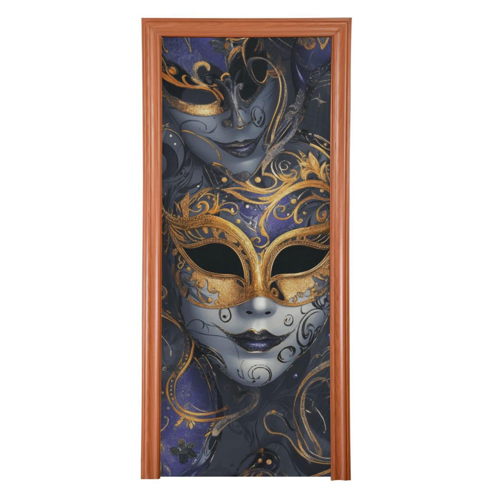 FLildon Mardi Gras Mask Carnival Door Cover Decoration, Party Accessory Porch Decor for Festive Ornament Room Door Covers 32 x 79 Inch