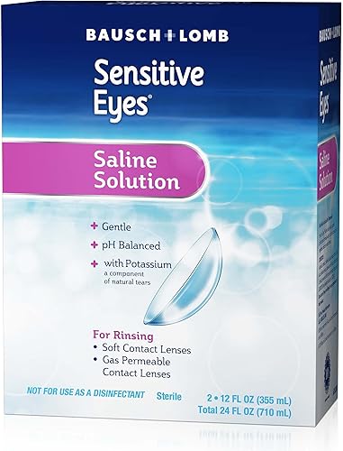 Miniatura 5 de Bausch + Lomb Solución salina para ojos sensibles, enjuague diario suave para lentes de contacto suaves y permeables al gas, con potasio, 12 onzas