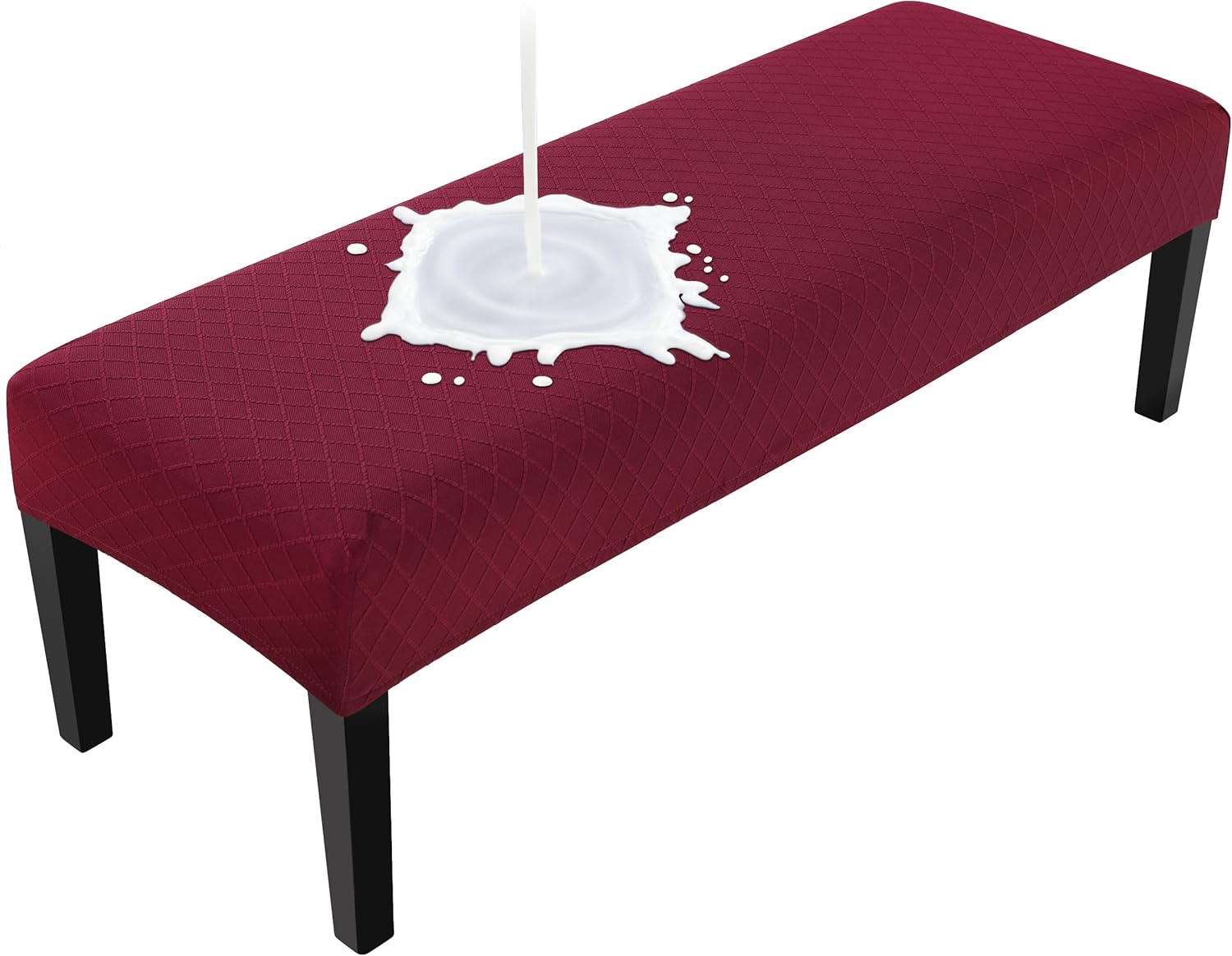 Fuloon Waterproof Dining Bench Cover, Removable Slipcover Washable Seat Protector for Living Room, Bedroom, Kitchen - Burgundy Dark Red