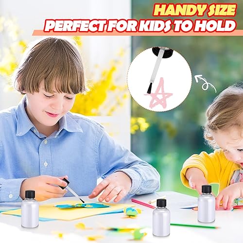 Miniatura 4 de Lallisa 24 botellas vacías de plástico con pegamento con aplicador de cepillo, botella de 1.7 onzas, botellas de pegamento vacías para niños