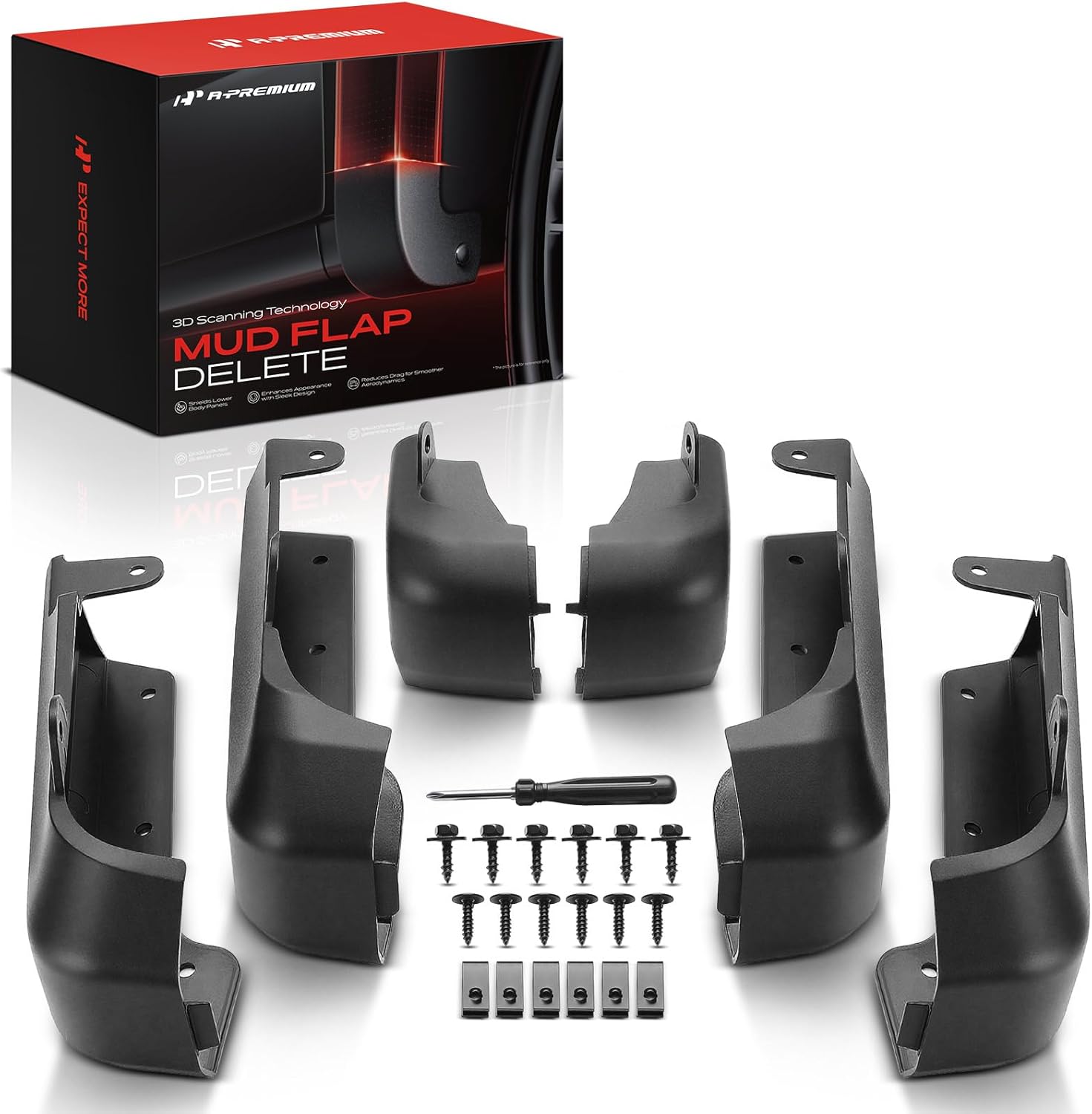 A-Premium Mud Flaps Delete Compatible with GMC Sierra 2500 HD/3500 HD 2020-2025, No Drilling Required Mud Guards with Installation Hardware, Set of 6 Front and Rear