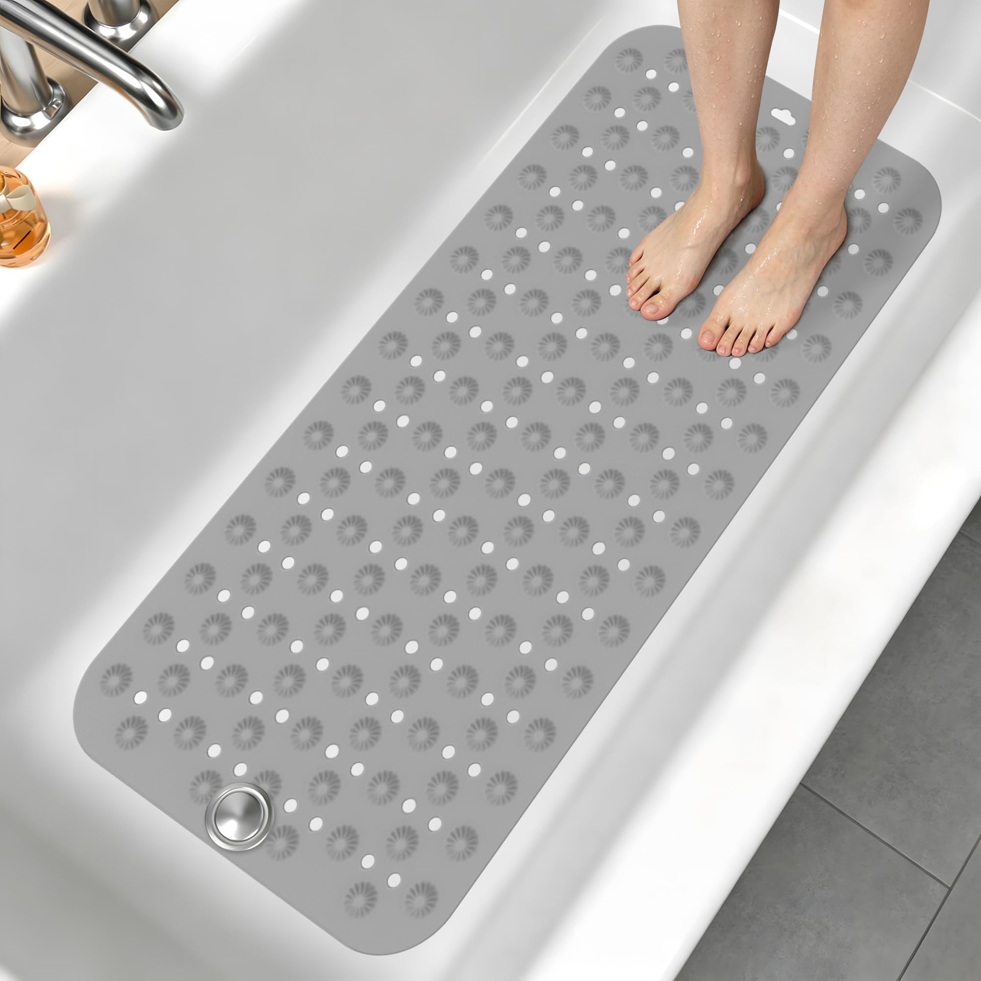 Volminex Non-Slip Bath Mat, Shower Mats, Bathtub Mat, Grey, 80×40cm