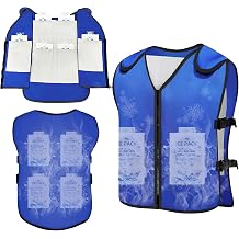 Cooling Vest, Adjustable Ice Vest with 30 Ice Packs, Reflective Cooling Vest with 6 Waterproof Pockets for Hot Weather