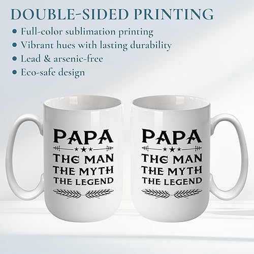 Miniatura 5 de J.Ehonace Taza de 15 onzas con texto en inglés "The Man The Myth The Legend", divertida taza de café para papá y abuelo  Novedad para el día del