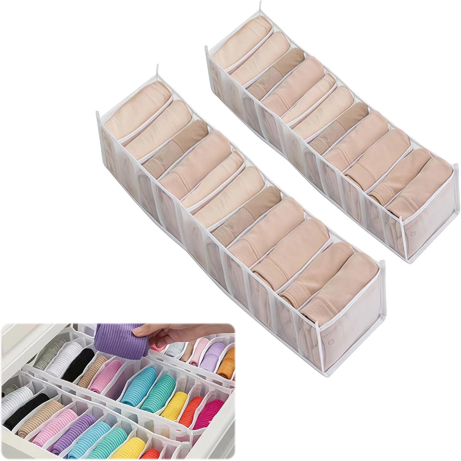Drawer Organiser,2 Pack Sock Drawer Organiser,Foldable Clothes