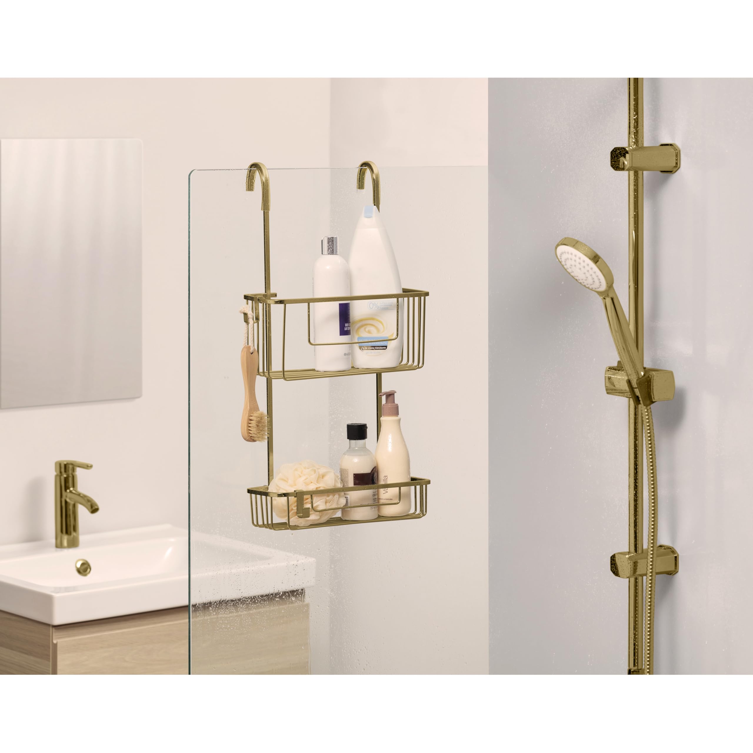 TATAY Mensola Doccia Design Moderno Funzionale 10 Anni di Garanzia | Mensola Doccia Bagno | Misure 28x15,5x56 cm | Resistente all'Umidità | 100% Inossidabile | Design Moderno | Portata Elevata