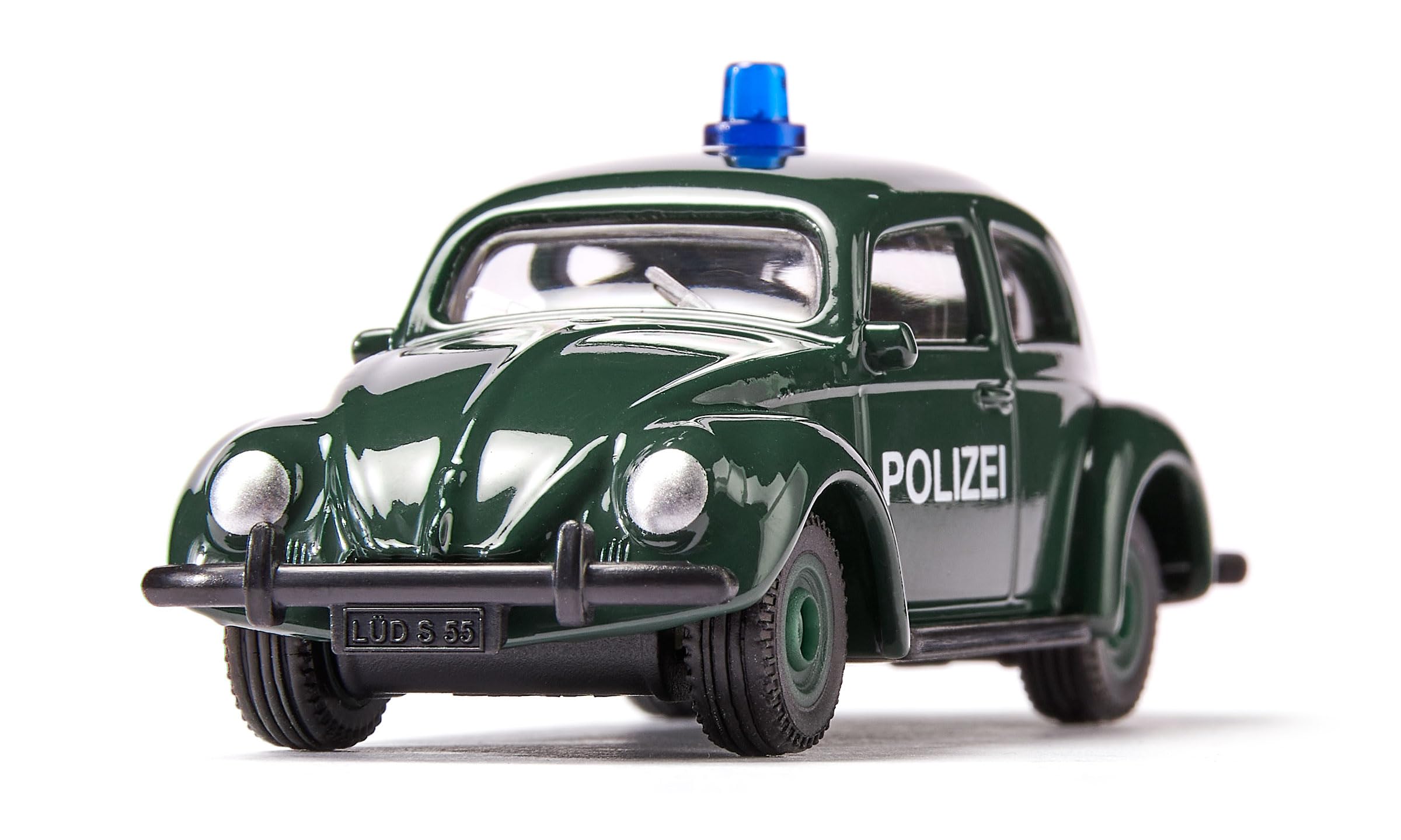 Siku 1560, VW Maggiolino della Polizia, Auto Giocattolo, Metallo/Plastica, Verde Scuro, Auto Giocattolo per Bambini, Pneumatici Gommati, Con Luce sul Tettuccio