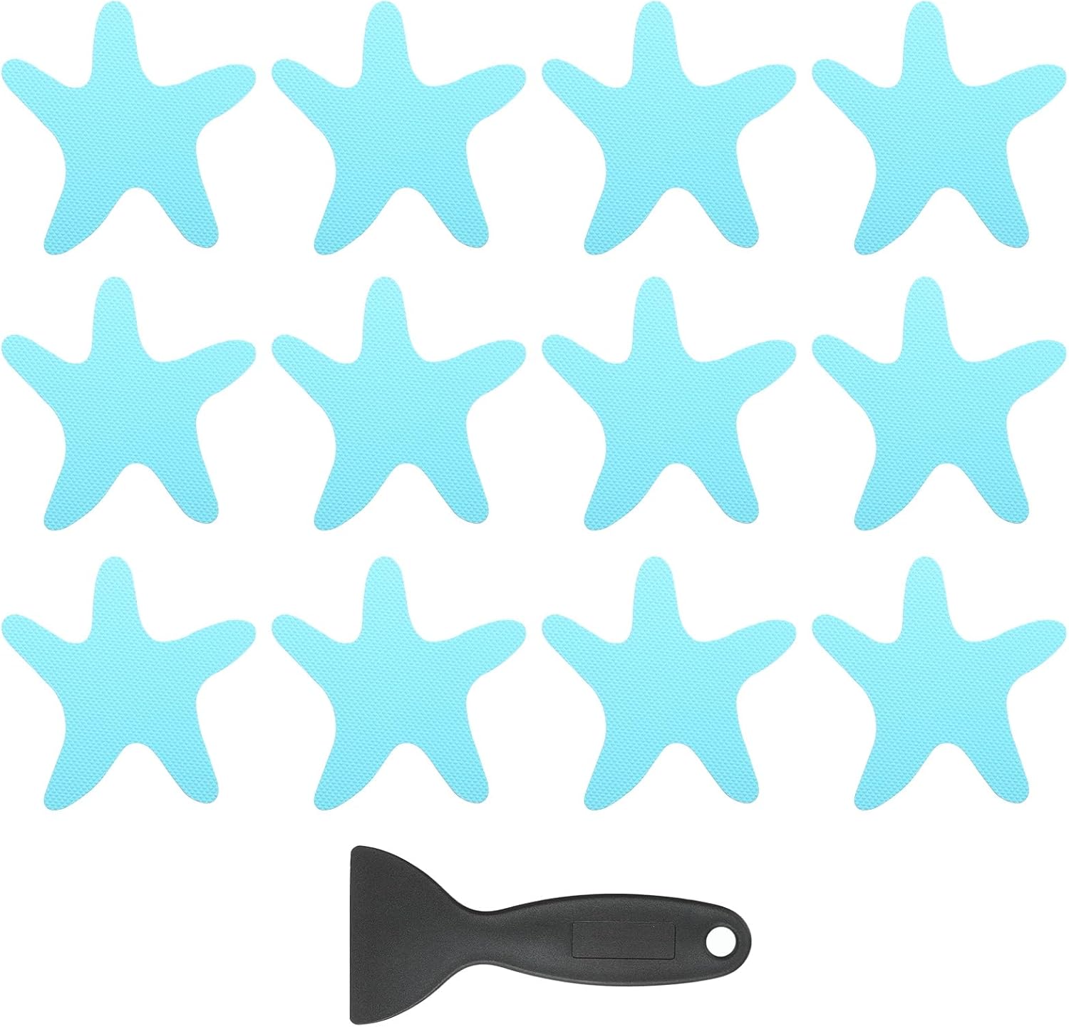 PATIKIL 12 Pcs Non Slip Bathtub Stickers, Anti Slip Shower Stickers with Scraper Bathroom Shower Floor Decals Star Shape Cute Treads Tubs, Blue