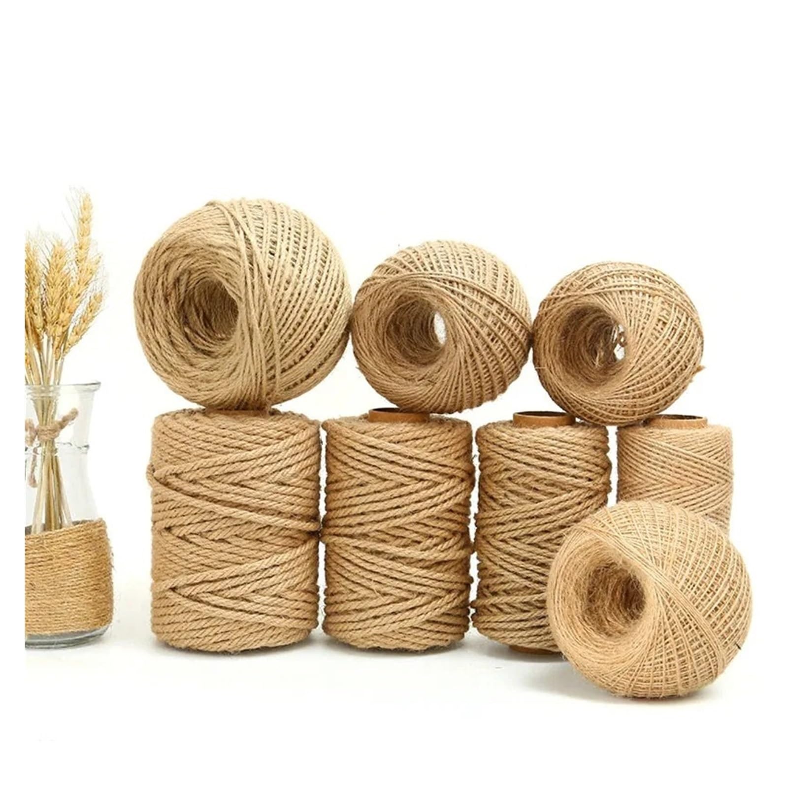 100M 2/5/6mm Corda di iuta Stringa Nastro Artigianato Cordone Spago Filo Cucito Avvolgimento Festa Matrimonio(5MM 100M)