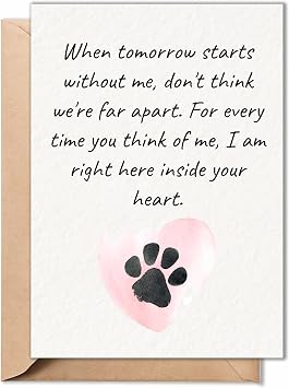 Pet Sympathy Card Loss of Dog or Cat Bereavement Card, Thoughtful Pet Loss Gift, 5x7 Folded Card with Kraft Envelope, Blank Inside