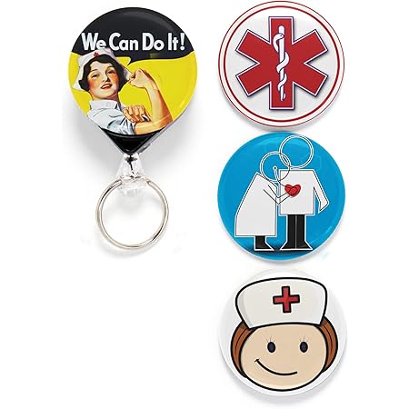 Buttonsmith Nurse 1 Tinker Reel Retractable Badge Reel - With Alligator Clip and 24 inch Standard Duty Cord - Made in the USA