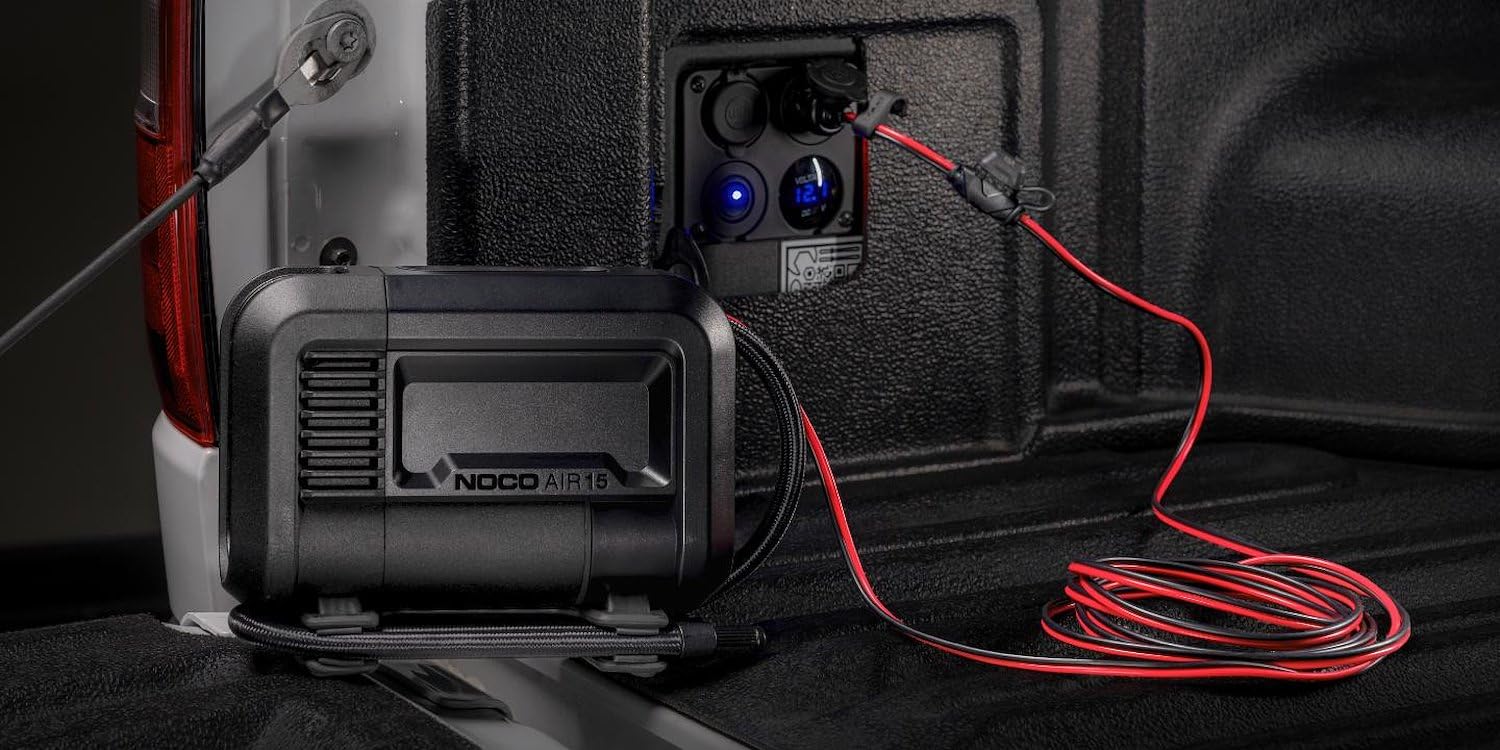 NOCO AIR10: Inflator do opon 10 A – przenośny kompresor powietrza 12 V – przepływ 36 SLPM, napompuje od 0 do 40 PSI w 3,8 min., cyfrowy manometr i automatyczne wyłączanie