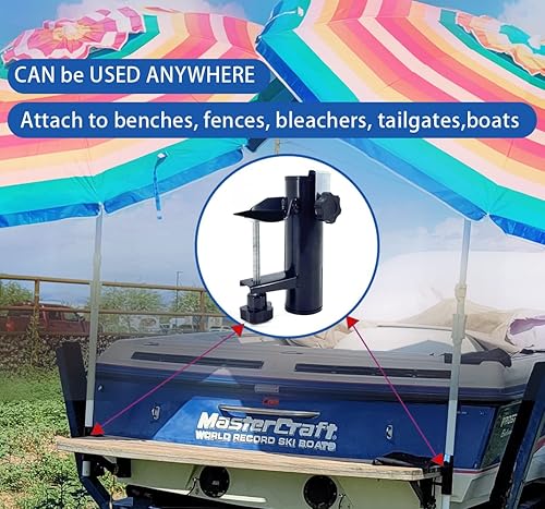 Miniatura 3 de MILIMOLI Abrazadera para silla de paraguas, clip para sombrilla de banco, soporte para sombrilla de patio, para sombrillas, banderas y cañas de