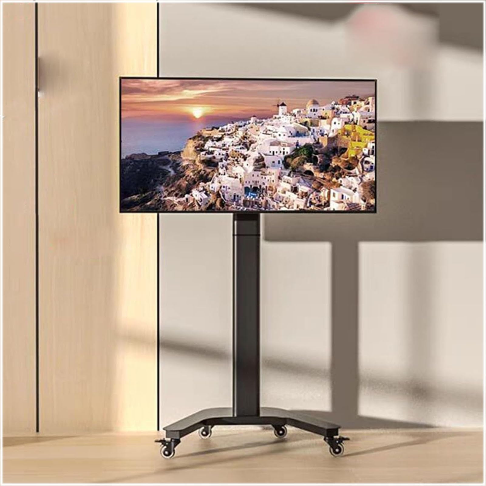 HPTHLY Mobile Tv Cart On Wheels - Rolling Floor Stand, For 37-80 Inch Tvs, 360° Horizontal And Vertical Screen, Bearing 58Kg