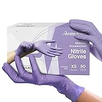 Vista 15 de Guantes desechables de nitrilo Lila - 200 unidades - Guantes de nitrilo de 3 mil, talla pequeña - Guantes de goma sin polvo ni látex - Guantes