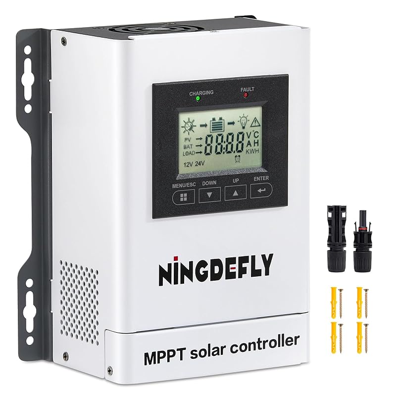 Controlador de Carga Solar MPPT 30 A 12 V/24 V com Display LCD ningdefly