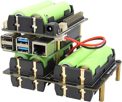 Geekworm Raspberry Pi UPS, X728 (Max 5.1V 8A) UPS y placa de administración de energía+X708-A1 8 celdas Soporte de batería para Raspberry Pi 4B3B+3B