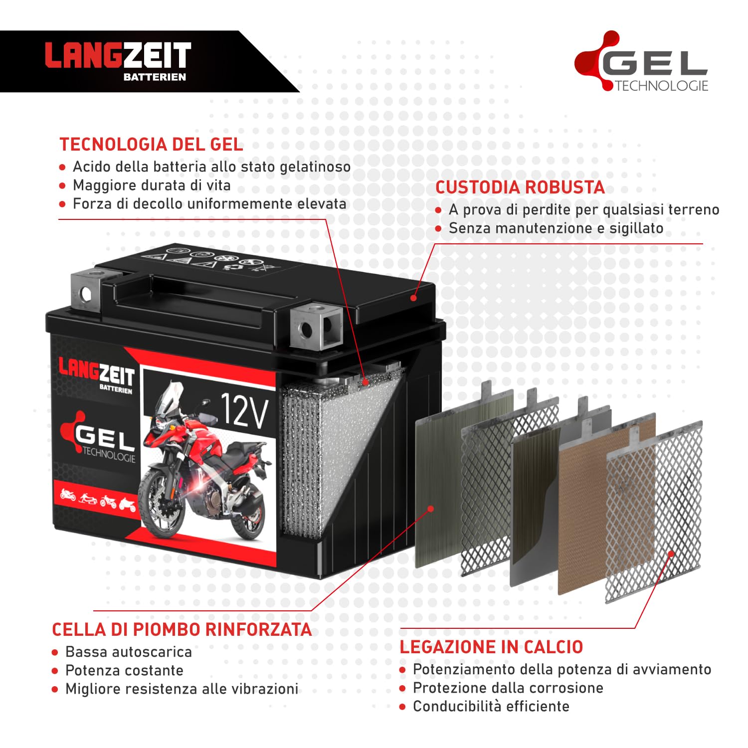 Bateria Moto LANGZEIT YTX14-BS 12V 14Ah Bezobsługowa