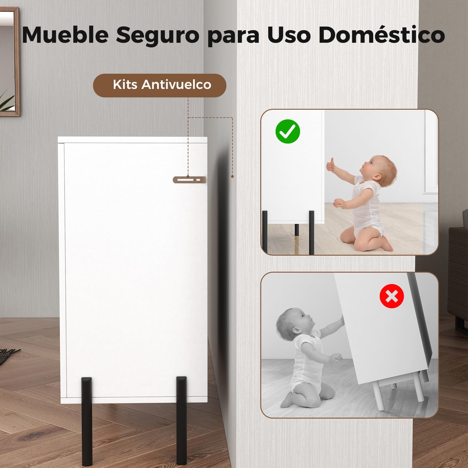 GOPLUS Buffet Aparador de 2 Puertas, Equipado con Kit Antivuelco, Bisagras Ajustables y Patas Metálicas, Mueble Independiente para Cocina, Estilo Moderno de Acento para Salón y Comedor, Blanco