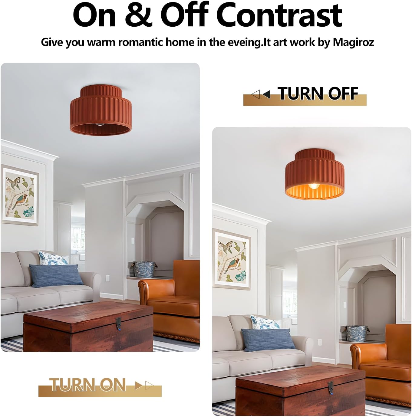 Nordic Round Semi Flush Mount Ceiling Light Vintage Small Hallway Lamp Fixtures Kitchen Ceiling Mount Light Orange Red Resin Close to Ceiling Lamp Modern Bathroom Overhead