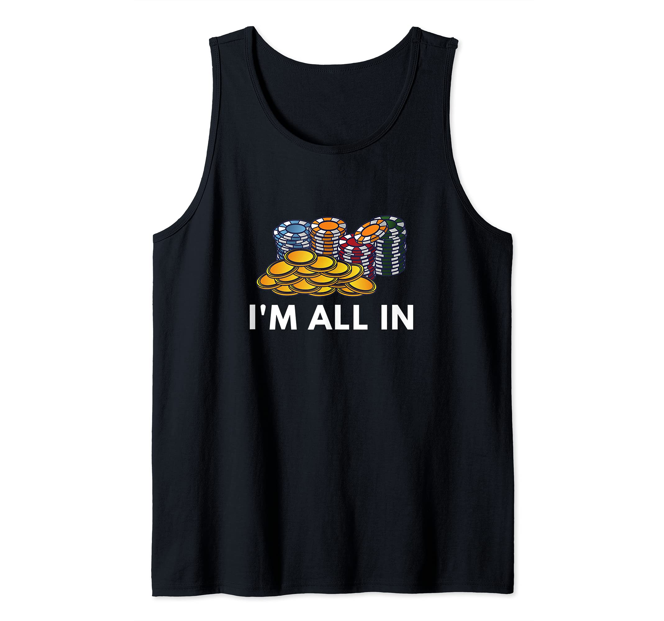 Mens Funny Card Game Fans I'm All In Design Poker Player Tank Top, Black