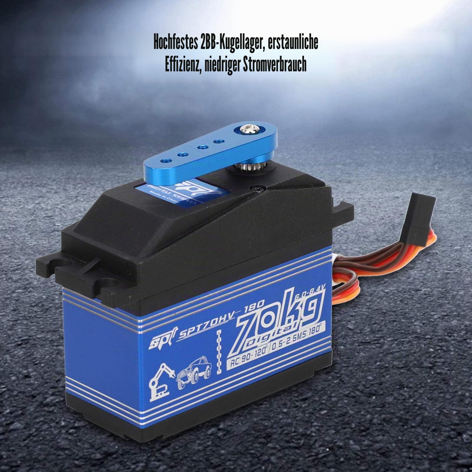 Voluxe RC Servo, Analog Servo, für 1/5 SPTZOHV180W 70KG Fernbedienung RC Car RC Spielzeug Zubehör Wasserdicht für Rc Flugzeug Rc Spielzeug(Black)