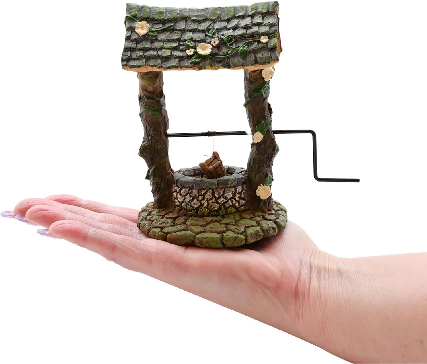 Fairy Garden Wishing Well Mini – Mini Lawn Ornaments Fairy Garden Accessories, Planter, Outdoor Decor - Miniature Figurines for Dollhouse, Diorama or Tiny House, Miniature Things - Brown 2.5"