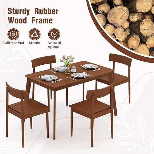 Miniatura 4 de Juego de mesa de comedor para 4, mesa de comedor y sillas con patas de madera de goma, Juego de Comedor 4 Sillas y Mesa, muebles de cocina y comedor