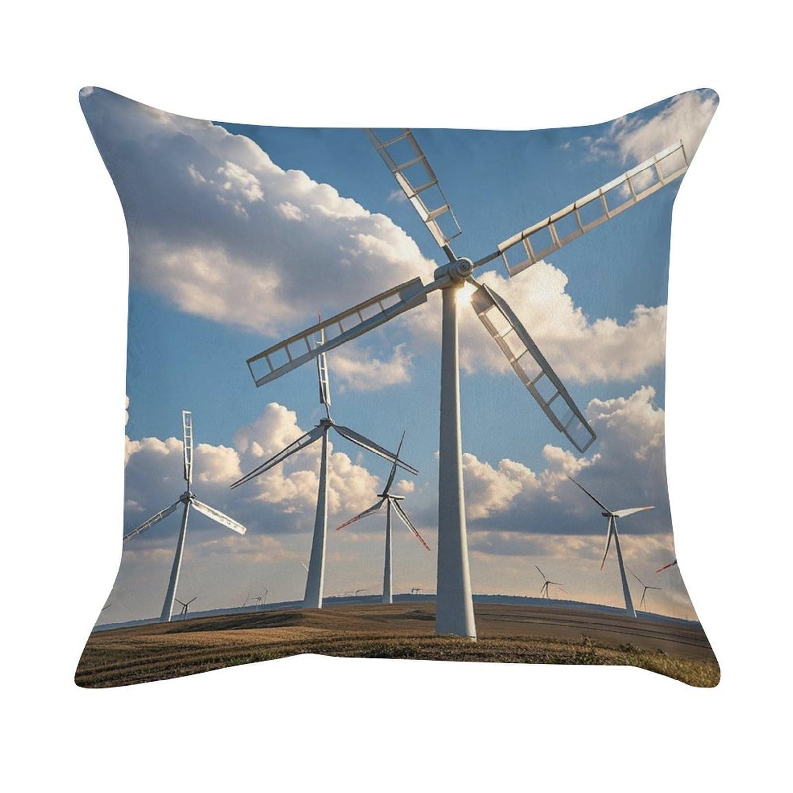 FekiLoot Windmills Pillow Covers Luxury Velvet Square Pillowcases Throw Pillows Case with Invisible Zipper Decorative Velvet Cushion Covers Ultra Soft Lumbar Pillow Shells