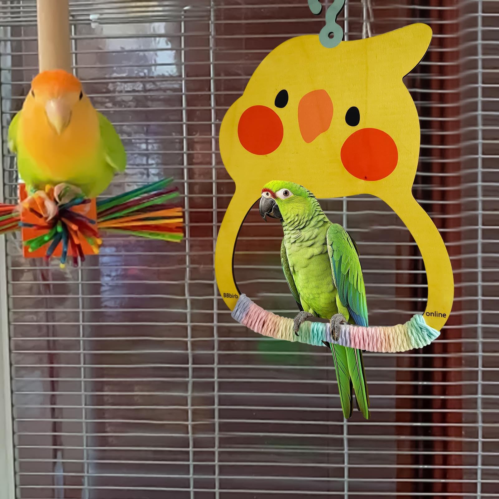 Natürliche Olivenholz-Vogelschaukel - Handgeschnitztes Spielzeug Für Käfig & Voliere