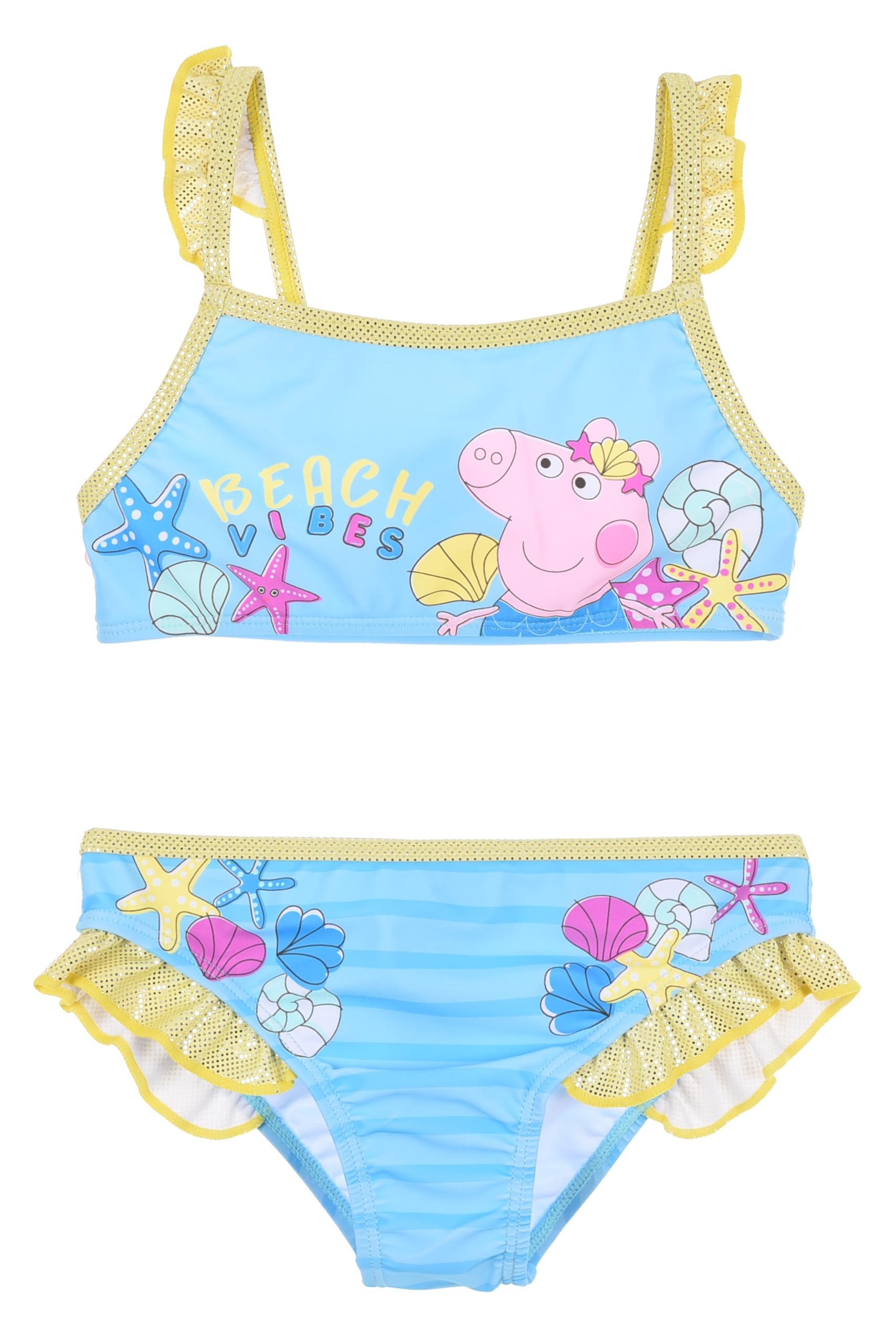 Peppa Pig Bikini Bambina 2 Pezzi, Beach Vibes con Personaggio, Costume da Bagno con Volant Glitterati