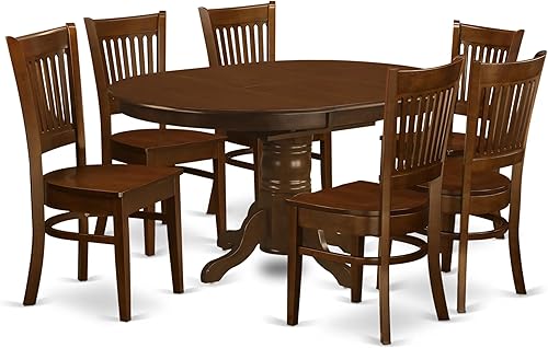 Miniatura 7 de East West Furniture KEVA7-ESP-C - Juego de mesa y sillas de cocina de 7 piezas, consta de una mesa de comedor ovalada con hoja de mariposa y 6