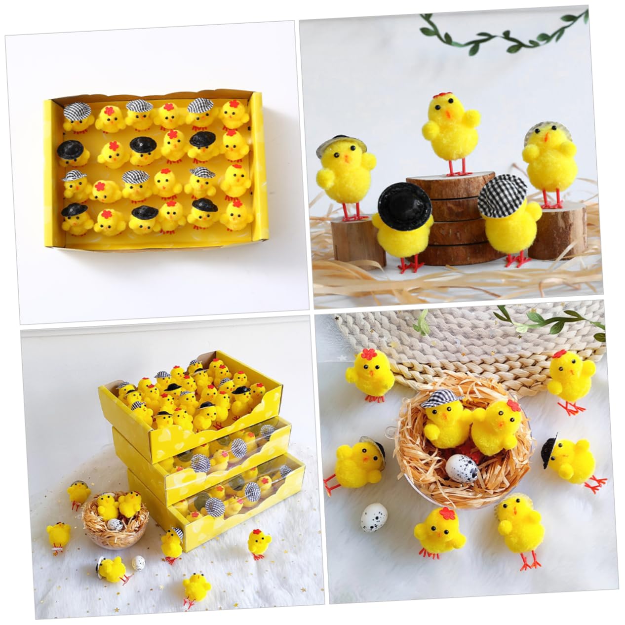 24pezzi Pulcini Pasquali Finti Da Decorazioni Per Pasqua Giocattoli Morbidi Per Accessori Festivi Per Decorare La Casa e Festeggiamenti