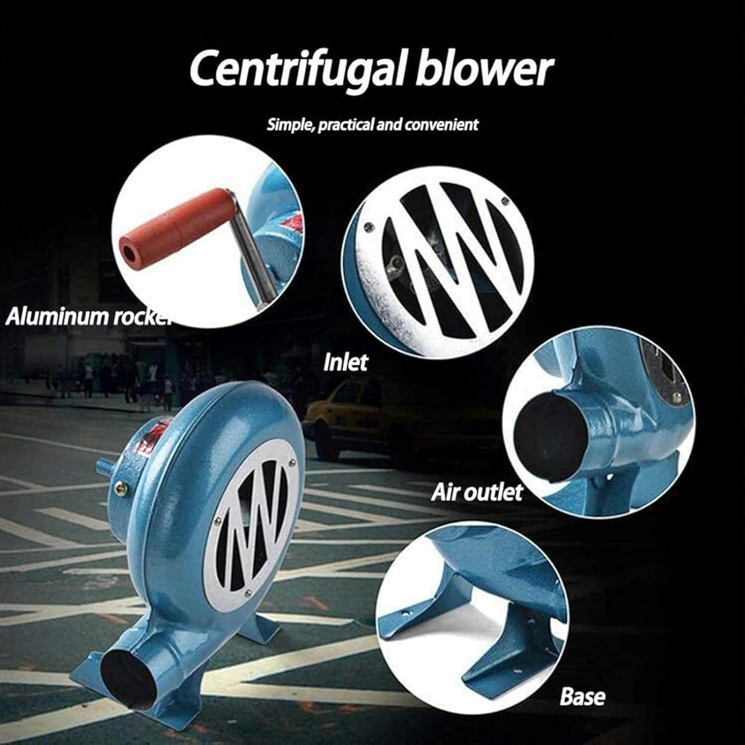 Outdoor Cooking BBQ Fan Air Blower, Hand Crank Blacksmith Forge Blower, Iron Gear Popcorn Fan with Hand Crank Tool, Starter Flame Exciter, Barbecue Fire Bellows for Picnic Camping Stove(200W)