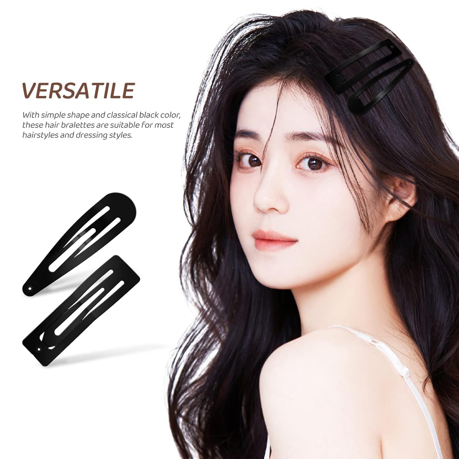 30pcs Metal Hair Clips and Barrettes Set - Black Snap Clips, Simple Hair Accessories for Women