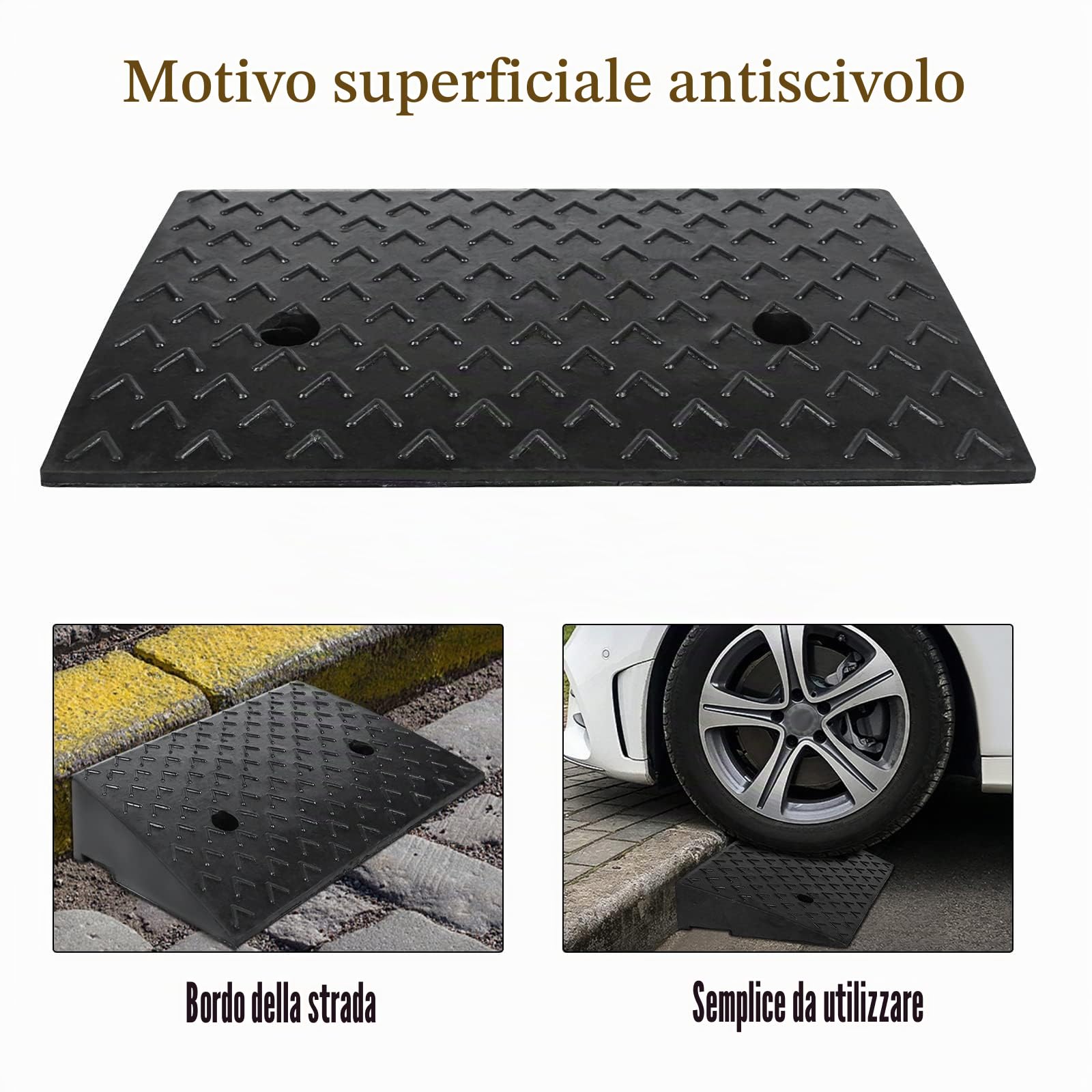 ACXIN 4 rampe in gomma per marciapiedi, rampa di compensazione dell'altezza