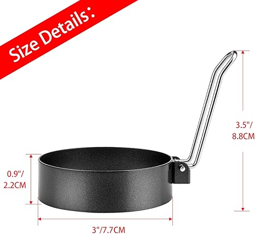 Miniatura 4 de Paquete de 6 anillos de huevo, anillos redondos de acero inoxidable para cocinar huevos antiadherentes