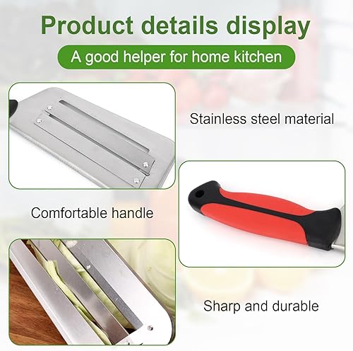 Miniatura 6 de Cortador de juliana de doble hoja, trituradora de repollo de acero inoxidable para ensalada de col y chucrut profesional cortador de verduras