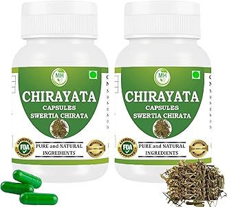 Chirayata Capsules | 500mg Swertia Chirata Extract | Natural Herbal Wellness Support | 120 Veg Capsules | High Potency | 100% Pure & Natural Supplement| Pack of 2
