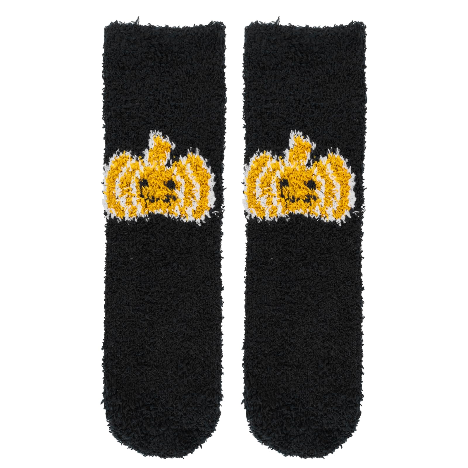 FACHOI Halloween Fluffy Socks Cosy Fuzzy Stockings Pumpkin Bat Ghost Cartoon Socks for Winter Festival Party for Boys Girls Gifts F1-GGSHRW (UK, Alpha, One Size, Regular, Regular, Black)