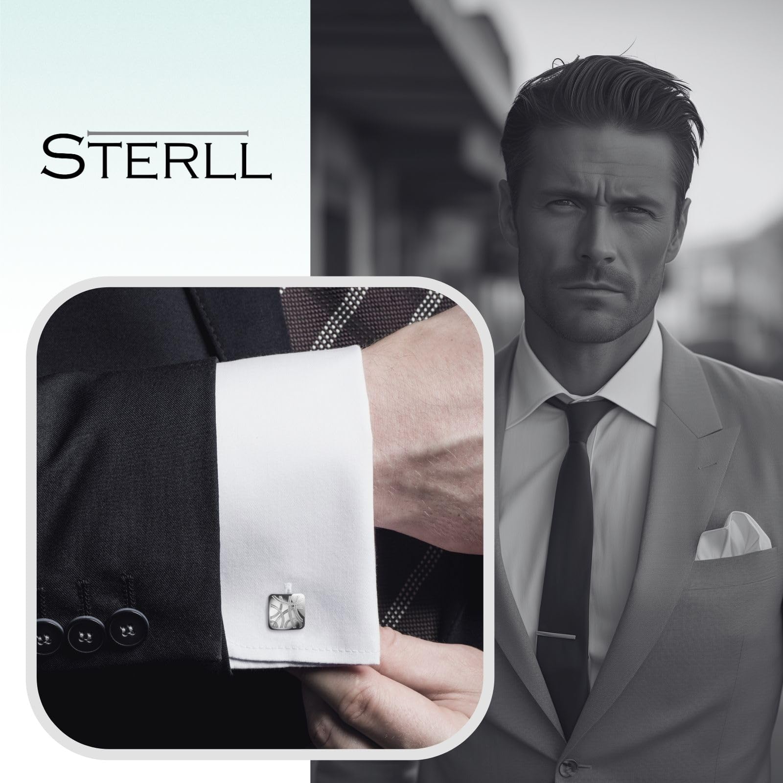 Raffinati Gemelli Da Uomo In Argento 925 Con Motivo Chevron Moderno