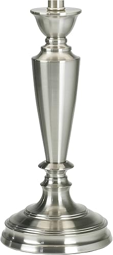 Miniatura 4 de Juego de 2 lámparas de mesa tradicionales de 28 pulgadas de alto de níquel cepillado de metal de lino blanco decoración de pantalla para sala de